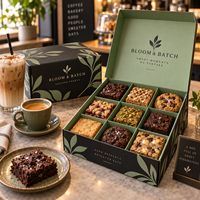 Boîte cadeau chocolat AT PACK personnalisée à 9 compartiments, boîte d'emballage pour desserts en carton alimentaire avec insert pour boulangerie, café
