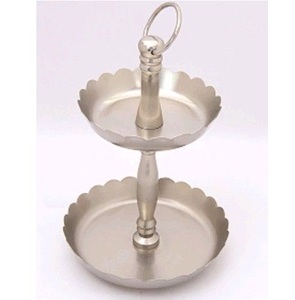 Support à gâteau rond en aluminium Trier TQC, nouveau design, finition nickel, pour servir des cupcakes et des desserts, au meilleur prix. - Product Image 1