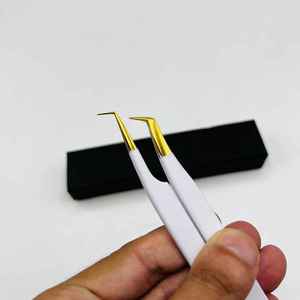 Pince à cils professionnelle en acier inoxydable 90 65 degrés ton or blanc forte adhérence pince à cils en fibre pointue durable - Product Image 3