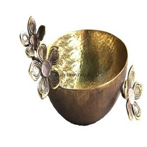 ชามดีไซน์เนอร์ลายดอกไม้ทำจากทองเหลืองโบราณเนื้อชุบทองเกรดสูง - Product Image 1