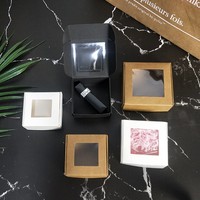 Cajas de Cartón de Papel Kraft Natural Reciclado con Ventana de PET, Cajas de Regalo para Jabón de Baño con Sales