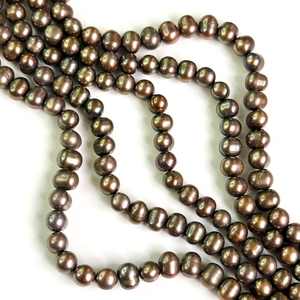 Perles de culture d'eau douce rondes de couleur chocolat brun, de haute qualité, 8-9 mm, perles de culture de forme pomme de terre, perles naturelles, collier de 15 pouces - Product Image 3