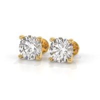 Boucles d'oreilles solitaires brillantes en or massif 14 carats personnalisées, diamant de laboratoire couleur D VVS 1 carat, cadeau romantique pour fête ou mariage, certifié IGI