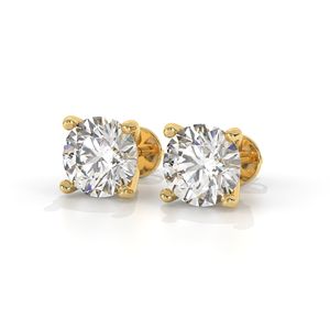 Boucles d'oreilles personnalisées en or massif 14 carats D couleur VVS 1ct Boucles d'oreilles en diamant de laboratoire Clous solitaires ronds et brillants - Product Image 4