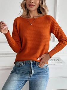 NUEVO SUETER2025 Blusa de cuello palabta de honor y manga murcielago Diseno acanalado holgado Estilo unico y moderno - Product Image 3