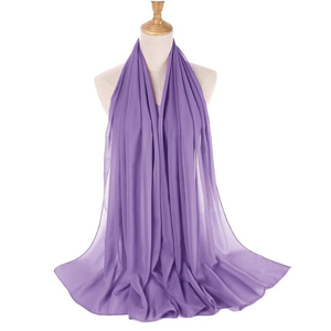 100% haute qualité islamique plaine Georgette châles musulman en mousseline de soie Hijab couleur unie en mousseline de soie lourde Hijab foulard enveloppes disponibles - Product Image 3