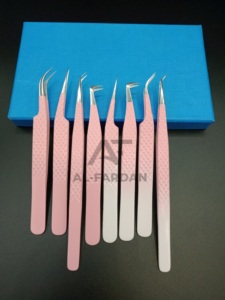 Meilleure vente pince à cils couleur ombrée en acier inoxydable japonais Diamond Grip Fine Pointed Volume Lash Baby Pink Top Seller - Product Image 3