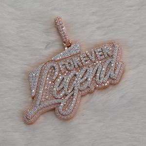 Colgante Personalizado con Inicial, Plata de Ley, Chapado en Oro Rosa, Moissanita VVS, Certificado IGI, para Oficina/Trabajo - Product Image 1