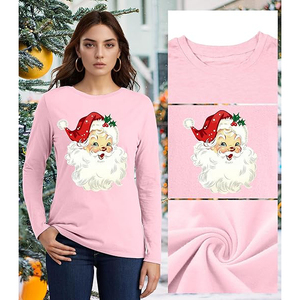 Camiseta de Punto Estampada para Mujer, Tejido de Algodón Mercerizado Suave, Estilo Casual, Diseño Moderno y Sólido - Product Image 2