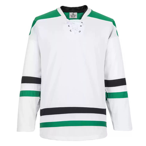 Service personnalisé OEM anti-bactérien blanc jaune noir col en V maillot de hockey sur glace uniforme respirant polyester vêtements d'équipe pour l'entraînement - Product Image 3
