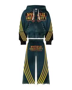 Conjunto Deportivo Premium Unisex de Talla Grande para Invierno con Capucha, Material Transpirable, Pantalones con Pedrería Personalizada, Diseño Gráfico - Product Image 4