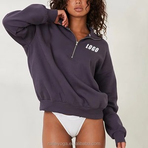 Wholesale Autumn/Winter High Quality Sport Half <b>Zip</b> Knitted Unisex 100% Cotton Fleece Oversized ODM <b>Jumper</b> Front Eco-Friendly - Product Image 2