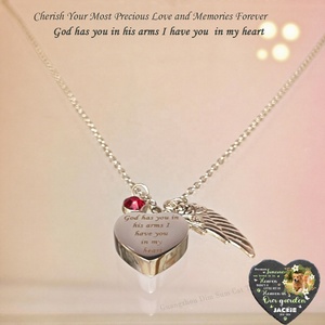 Pendentif Cœur Ailé Moderne en Acier Inoxydable Argenté avec Chaîne, Gravé pour Cendres d'Animaux <span class=keywords><strong>de</strong></span> Compagnie, 12 Pierres <span class=keywords><strong>de</strong></span> Naissance, Réutilisable, Étanche, Parfum - Product Image 3