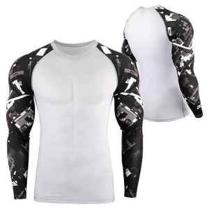 UPF 50 Custom Logo Rash Guard Mma Compression Shirt Short Sleeve UV Protective Sublimation <b>Printing</b> for Men - Product Image 1