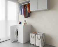 Meuble de rangement carré blanc en PVC pour machine à laver, intérieur/extérieur, gain de place pour salle de bain, amovible