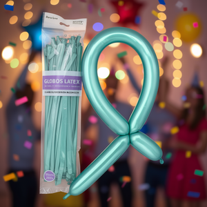 Palloncini in lattice Party Love 260s verde menta cromati, confezione da 50 per decorazioni - Product Image 3