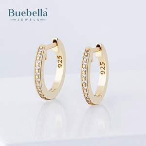 Offre Spéciale S925 Sterling Silver 14k Gold Round Diamond Iced Micro Pave Stud Boucle d'oreille pour hommes - Product Image 4