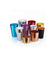 Verre à boire en aluminium pour l'eau/jus/bière/vin verre à boire à revêtement de couleur antique verre en aluminium brillant poli sans danger pour les aliments