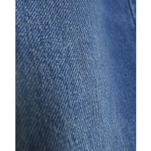 Pantalon en jean bleu taille haute pour femme coupe droite baggy confortable avec décoration de logo vêtements techniques maigres empilés - Product Image 2