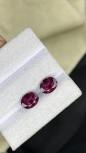 Par Certificado de Piedras de Granate Lechoso Rodolita Natural de 9x7 mm, Corte Ovalado, con Excelente Calidad de Color, Piedras Preciosas Sueltas de 5.02 Quilates - Product Image 6