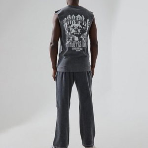 Camiseta sin mangas para hombre hecha a medida, el mejor material, superventas, camiseta de gimnasio Lisa lavada con ácido con diseño de logotipo - Product Image 3