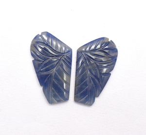 Pares de tallas de zafiro azul natural elegante de 27,10 CTS, talla de mariposa para pendientes, piedra preciosa suelta de zafiro azul Vintage - Product Image 4