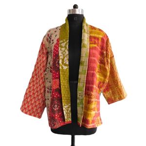 Veste courte en coton matelassée florale vintage pour femme, vêtement de fête, manches longues, manteau tissé - Product Image 1