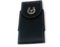 Étui portefeuille de téléphone en cuir de peau de vache véritable fait à la main avec sangle magnétique Stron étui en relief floral personnalisé