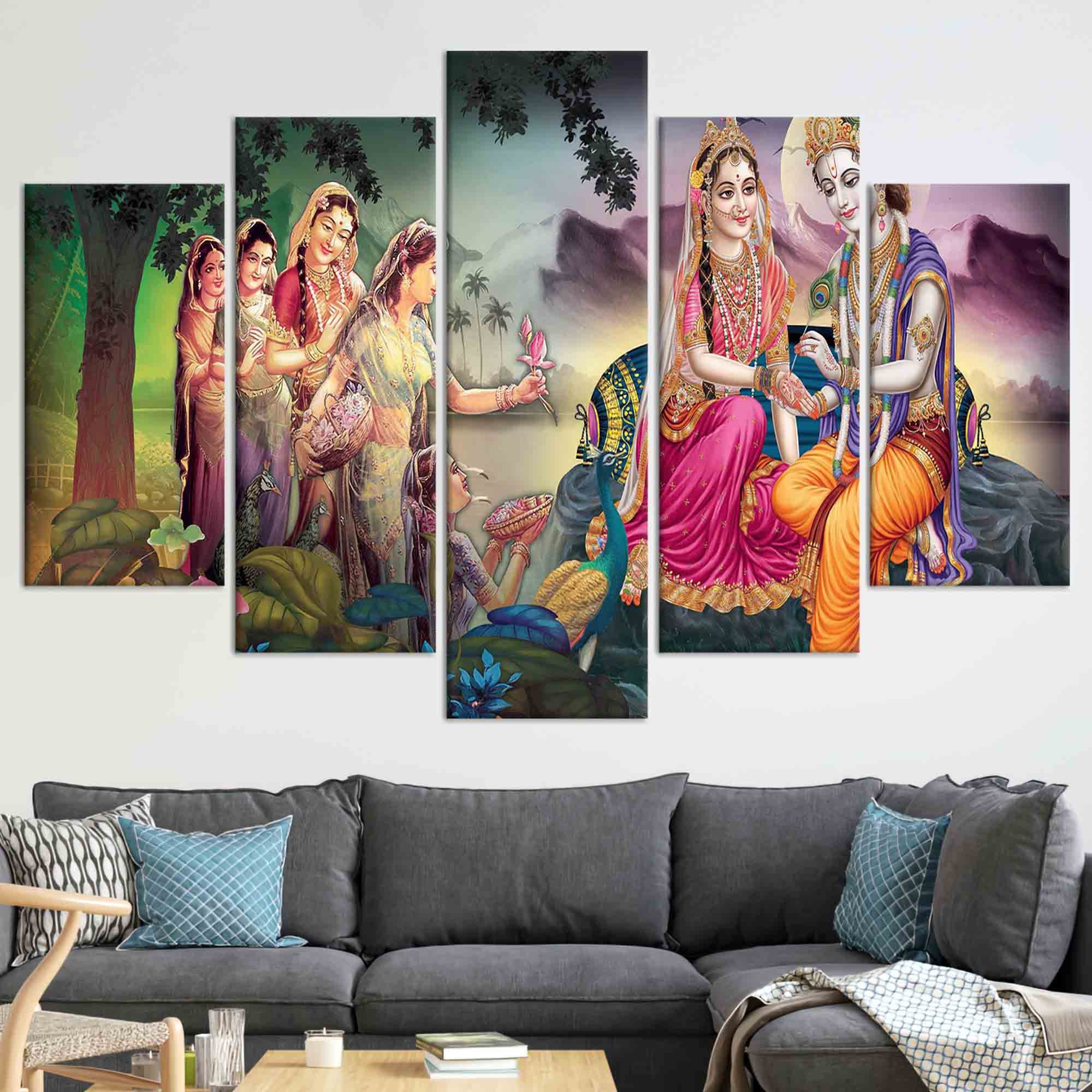 Lord Krishna Wall Poster, Lord Radha Krishna, Digital Wall Poster. AI