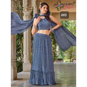 Best Quality Ethnic Georgette <b>Lehenga</b> Choli with Dupatta Embroidery Work for Wedding and Party - Product Image 1