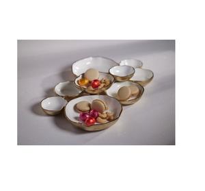 Ensemble de plats à condiments en émail coloré de haute qualité, écologique et moderne, plateau à collations décoratif en métal à compartiments multiples pour les fêtes - Product Image 3