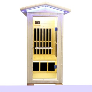 1550W Single Person Spruce Far Infrared Sauna Tall Design Bluetooth 7-Heaters - Product Image 1
