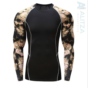 Custom UPF50 Eco-Friendly Anti-Bacterial Rash Guard <b>Long</b> <b>Sleeve</b> Breathable Quick Dry 180g Polyester Spandex Unisex MMA BJJ Jiu - Product Image 1