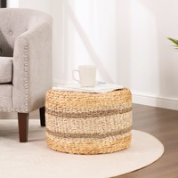 Pouf en herbe de mer compressée, tissage à la main, tabouret en herbe de mer, poufs, ottomanes, tabourets, vente en gros d'usine