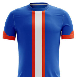 Ensemble de maillot de football pour homme INDEX APPAREL, bleu, rouge, blanc, rayé, sublimé, respirant, manches courtes, col rond, coupe athlétique - Product Image 3