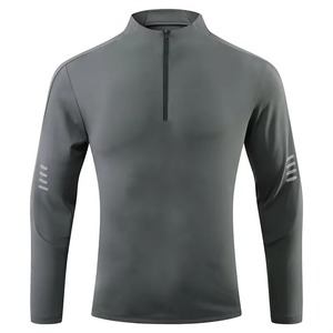 Venta al por mayor Activewear Nuevo Diseño Slim Fit Compresión ropa de gimnasio Manga larga completa Lujo ropa activa cuarto de camisa con cremallera para los hombres - Product Image 2