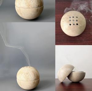 Bol porte-encens en marbre noir avec disque en laiton élégant attrape-fumée pour bâton d'encens décor spirituel moderne pour la méditation - Product Image 2