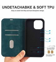 Étui de protection en cuir PU pour 14 Pro Max avec 2 emplacements pour cartes SIM et porte-cartes, design professionnel, antichoc