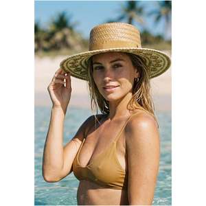 Sombrero Panamá de Paja con Estampado de Camello, Ala Ancha, Sombrero de Verano HSR2121 - HSR2121-CAMEL - Product Image 2