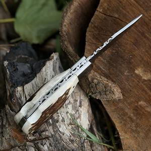 Couteau pliant unique fait à la main en acier inoxydable avec belle poignée en os couteau de survie outils personnalisables pour hommes. - Product Image 5