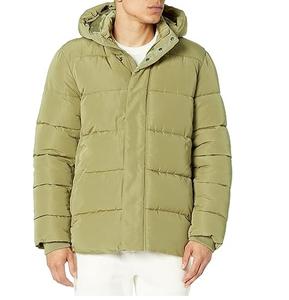 Veste d'hiver décontractée brillante pour hommes taille plus à capuche bulle doudoune avec tissu en toile veste rembourrée d'extérieur - Product Image 1