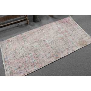 Tapis turc vintage 3x5,8 pieds, tapis marocain en laine rose - Product Image 2