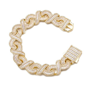Pulsera Cubana de Dos Hileras Chapada en Oro de 14K con Diamantes Naturales VVS, Joyería Hip Hop Unisex con Certificación IGI - Product Image 4