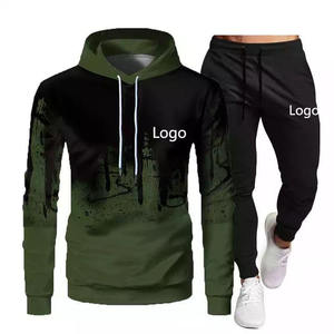 Nuevo Conjunto Deportivo de Dos Piezas para Hombre, Sudadera con Capucha de Manga Larga de Color Sólido, Conjunto de Jogging 3D, Chándal Liso - Product Image 1