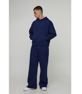 Streetwear de luxe pour hommes Survêtement décontracté d'automne Polaire chaude Surdimensionné Deux pièces Sweat à capuche zippé Jogger Ensemble Logo personnalisé Mode urbaine - Product Image 4