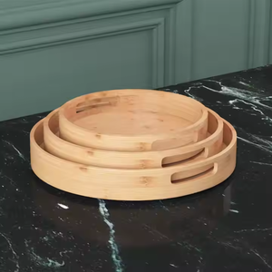 Crescent Crafts Organisateur de plateau de service en bois rond poli classique durable pour table - Product Image 3