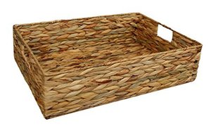 Large Woven Tray <b>Basket</b>(2 Pack), Rectangle Wicker <b>Basket</b> Tray for Coffee <b>Table</b> Decor, Water Hyacinth Serving <b>Basket</b> Trays - Product Image 5