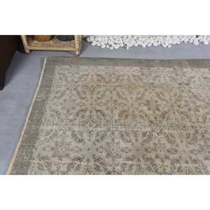 Alfombra turca Vintage Beige verde 5,2X7,8 pies de látex de retazos de lana para el hogar, mesita de noche, pasillo Rectangular inspirado en Tabriz - Product Image 5