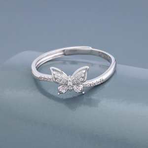 Bague en diamant platine avec placage rhodium - Design romantique pour un usage quotidien (argent 92,5) - Product Image 6
