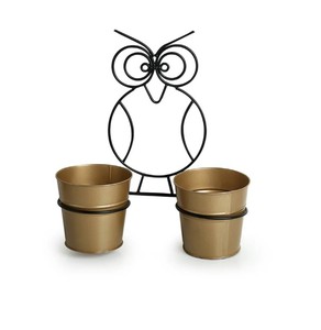 Lot de 2 pots muraux hibou seau en fer galvanisé Jardinières décoratives en métal pour jardin intérieur et extérieur - Product Image 2